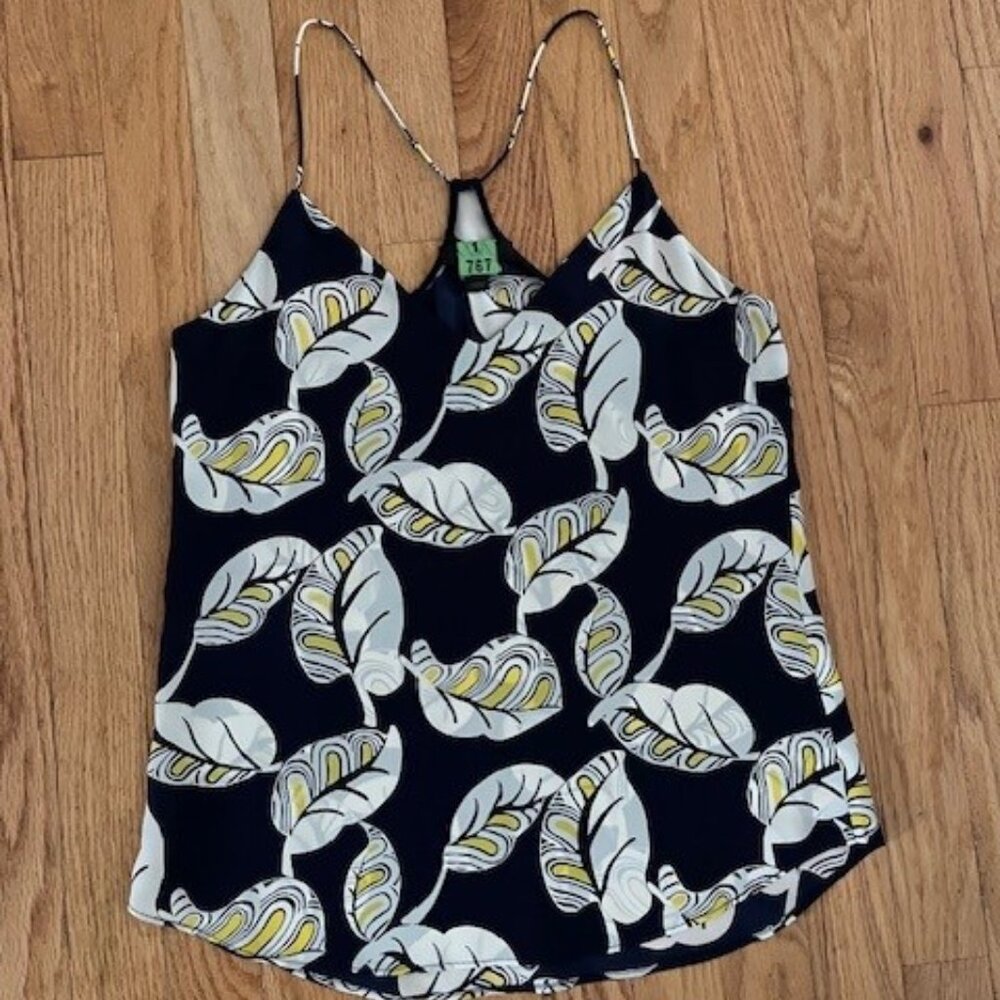 JCrew Flowy Silk Tank - Like New - Blue, Yellow and White pattern, size 00